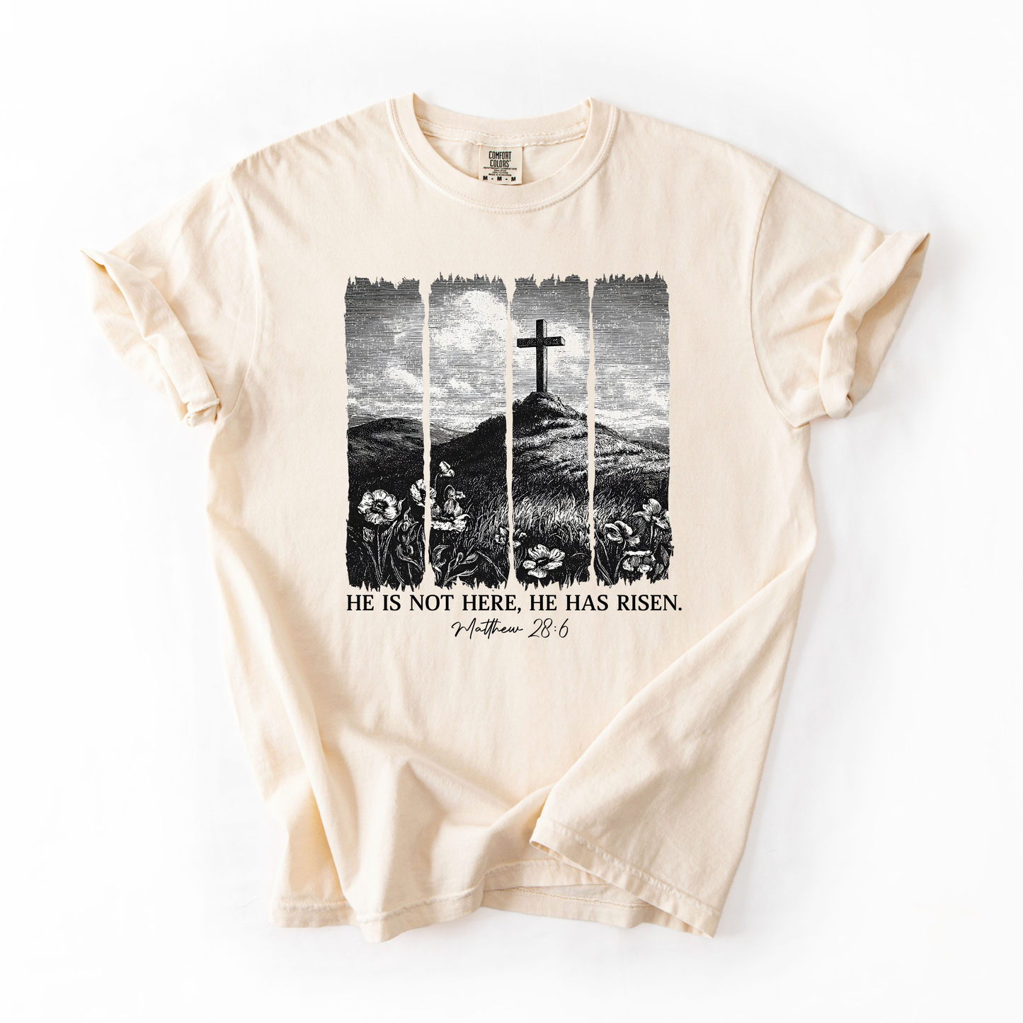 Matthew 28:6 He Has Risen Graphic Tee