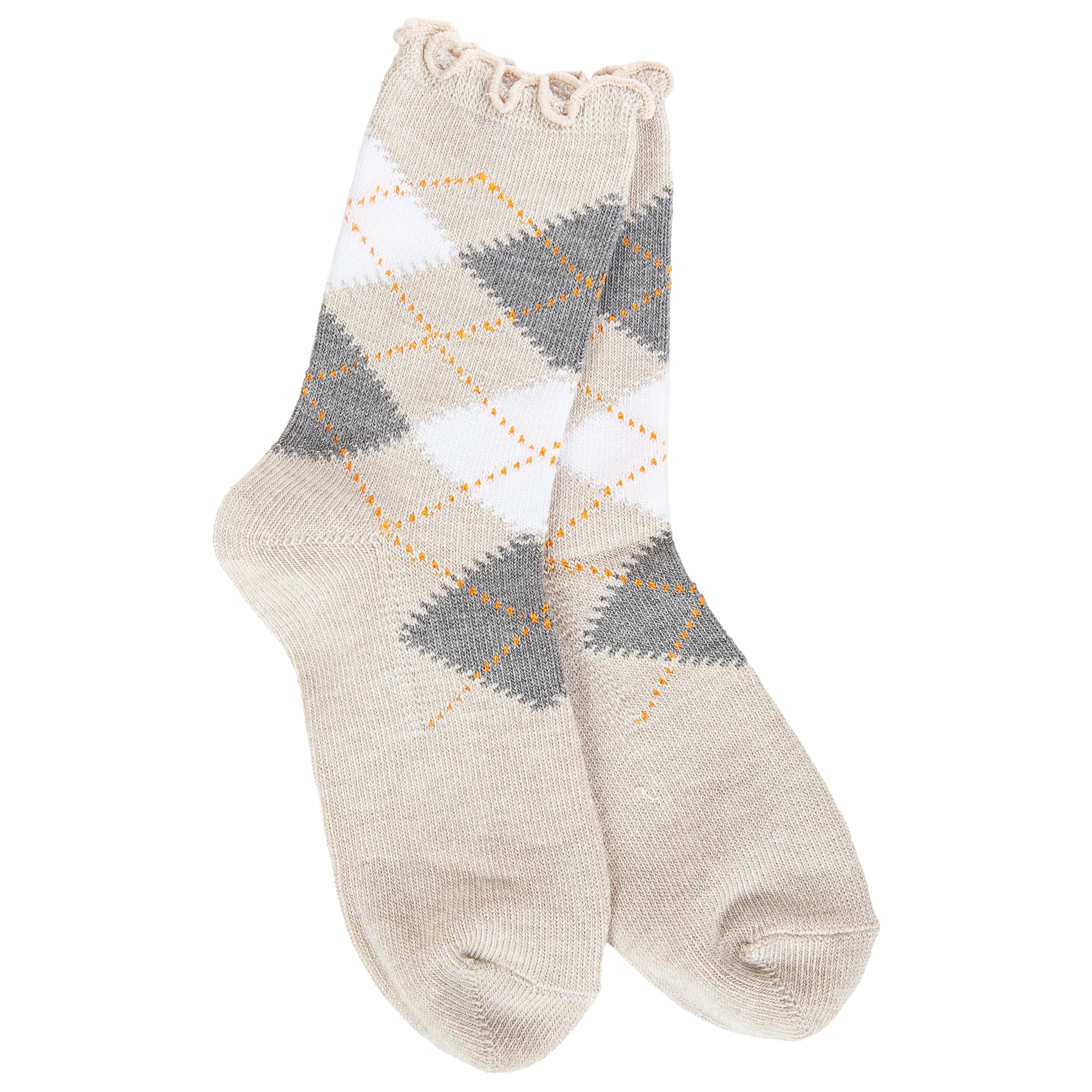 Weekend Argyle Ruffle Mini Crew