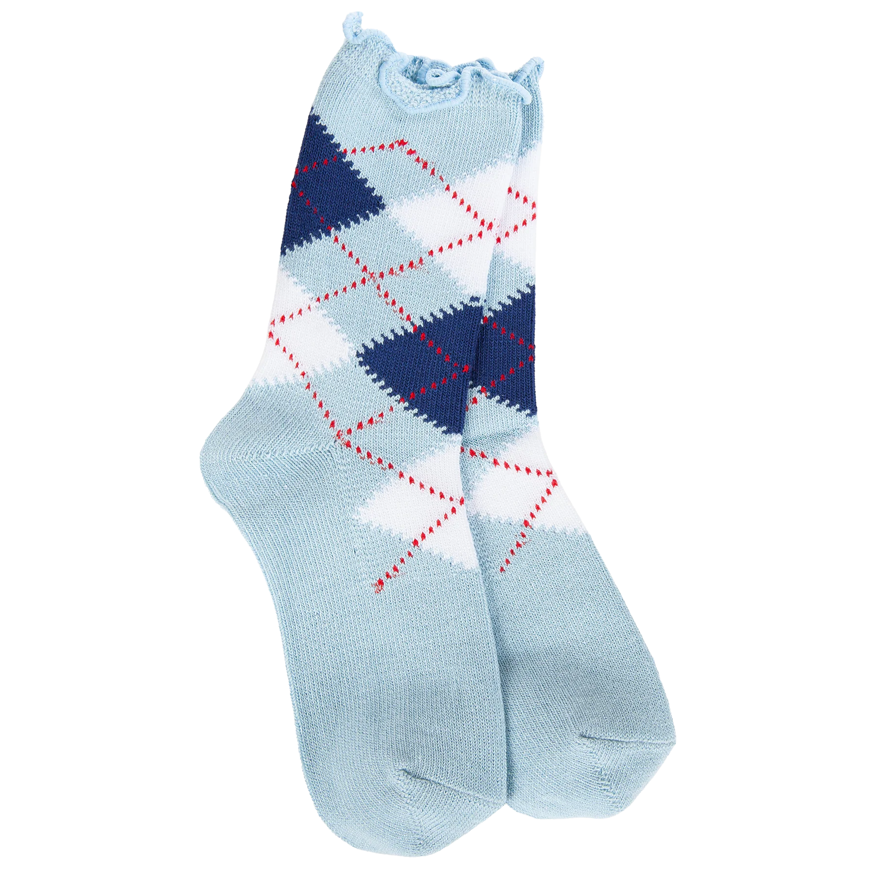 Weekend Argyle Ruffle Mini Crew