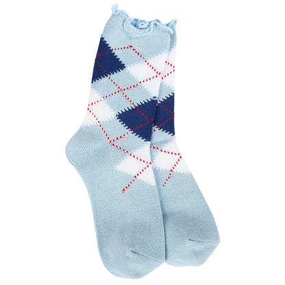 Weekend Argyle Ruffle Mini Crew