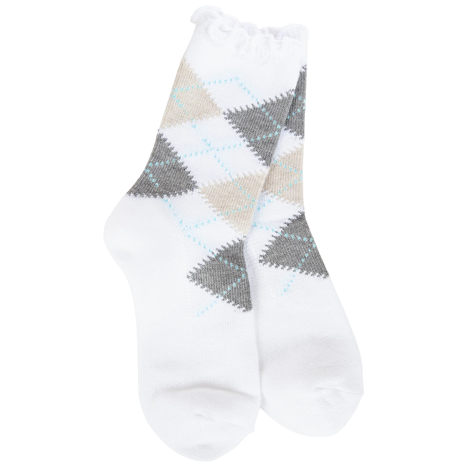 Weekend Argyle Ruffle Mini Crew