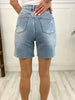 Judy Blue High Waisted Mid-Length Denim Patch Shorts