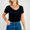 Short Sleeve Slub Knit V Neck Tee