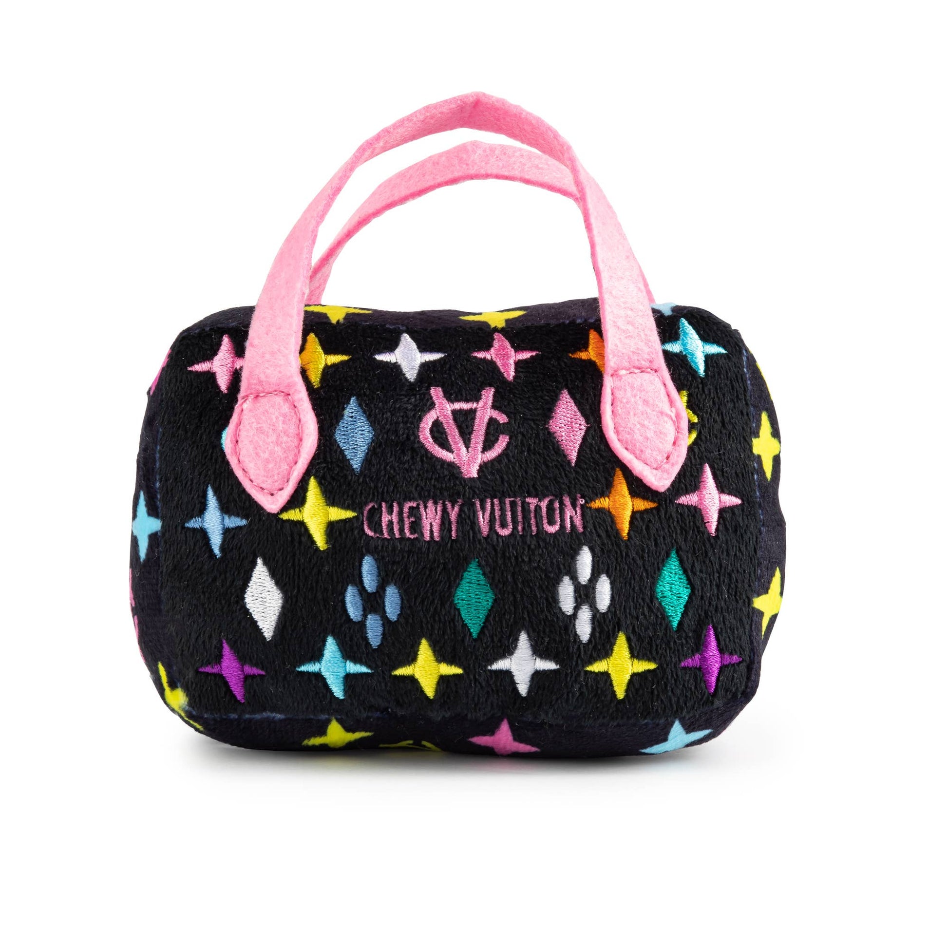 Haute Diggity Dog - Black Monogram Chewy Vuiton Handbag Squeaker Dog Toy: Small / Mini