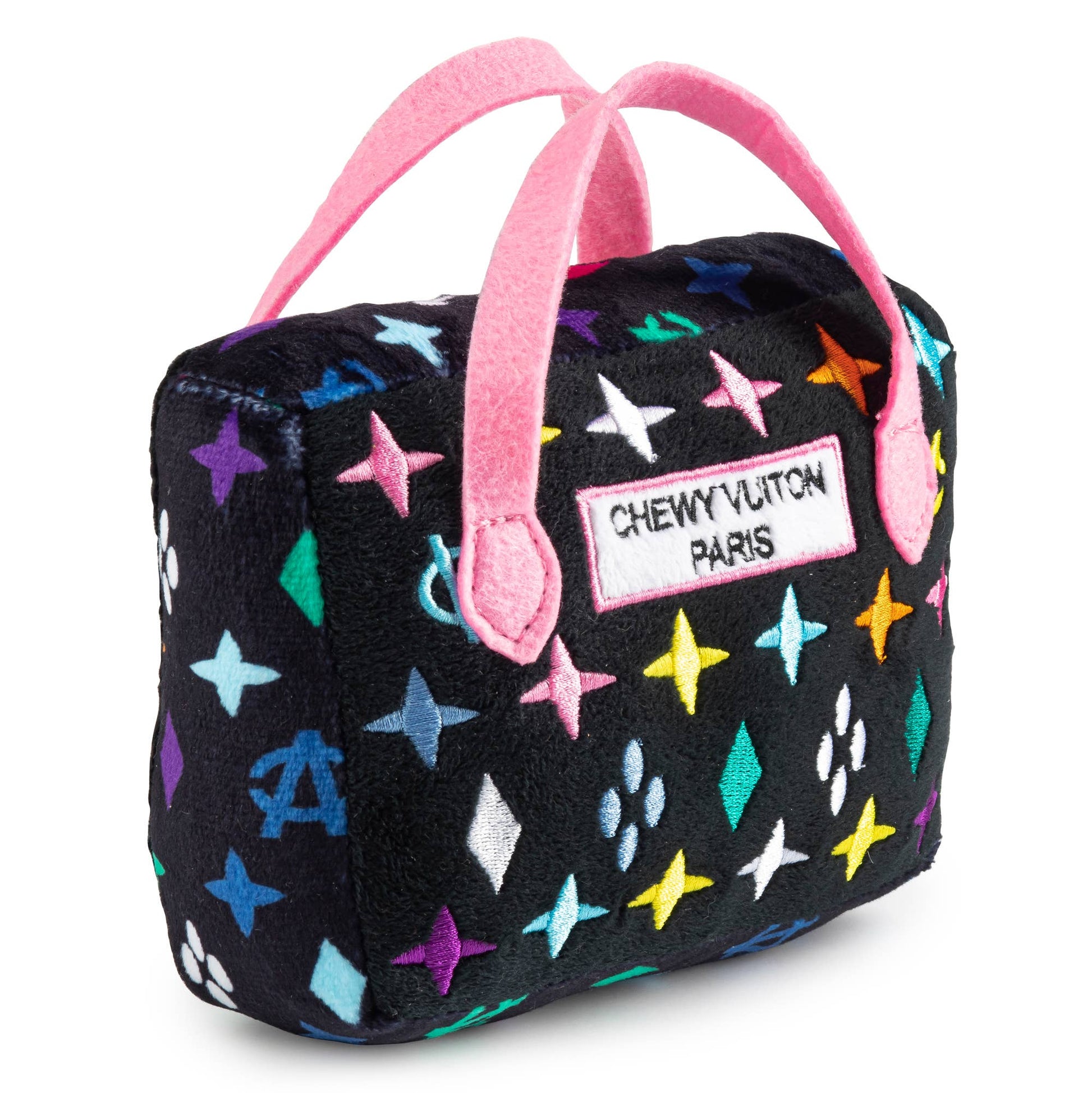 Haute Diggity Dog - Black Monogram Chewy Vuiton Handbag Squeaker Dog Toy: Small / Mini
