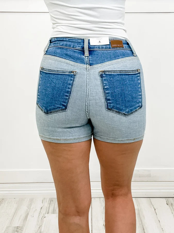 Judy Blue High Waist Color Block Shorts