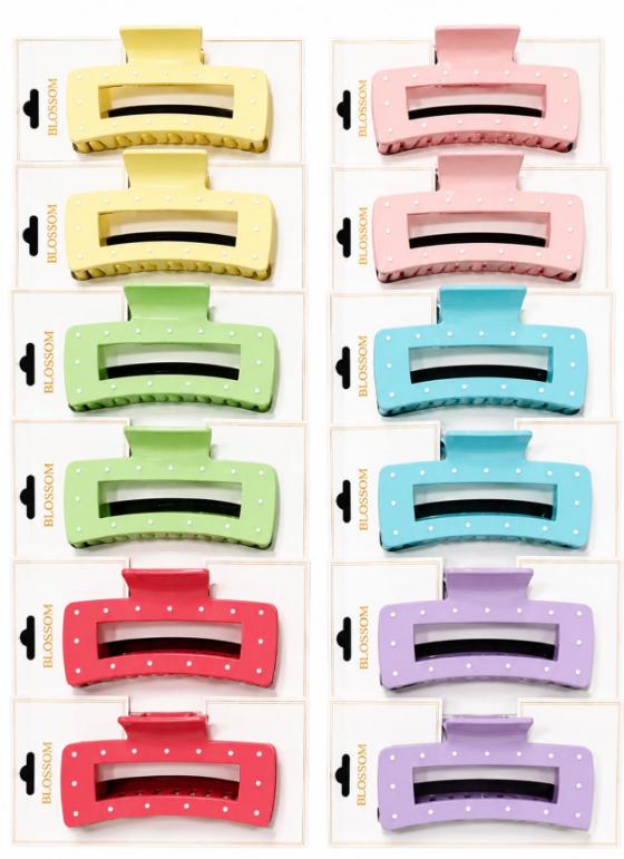 Extra Large Rectangle Hair Clip- Polka Dot