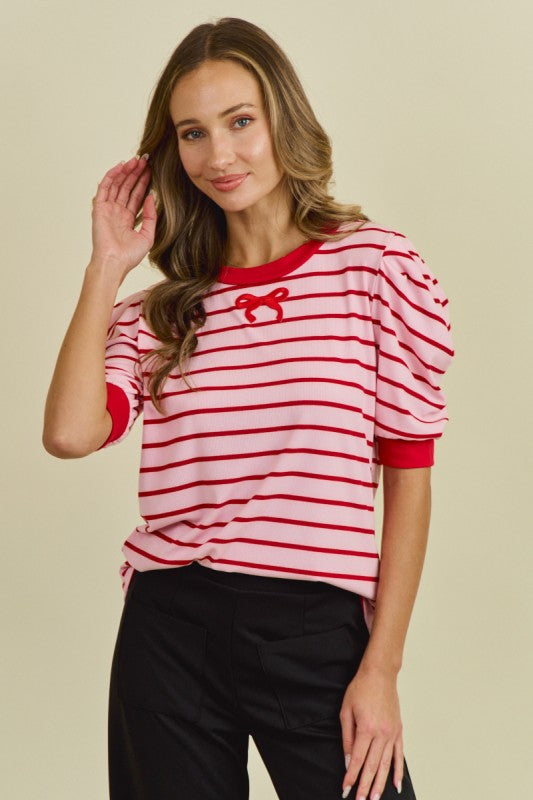 Strawberry Stripes And Bows Top
