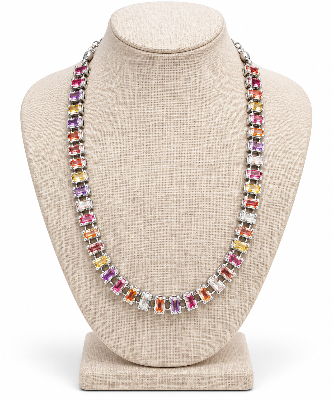 Baguette Pink Crystal Necklace