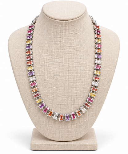 Baguette Pink Crystal Necklace