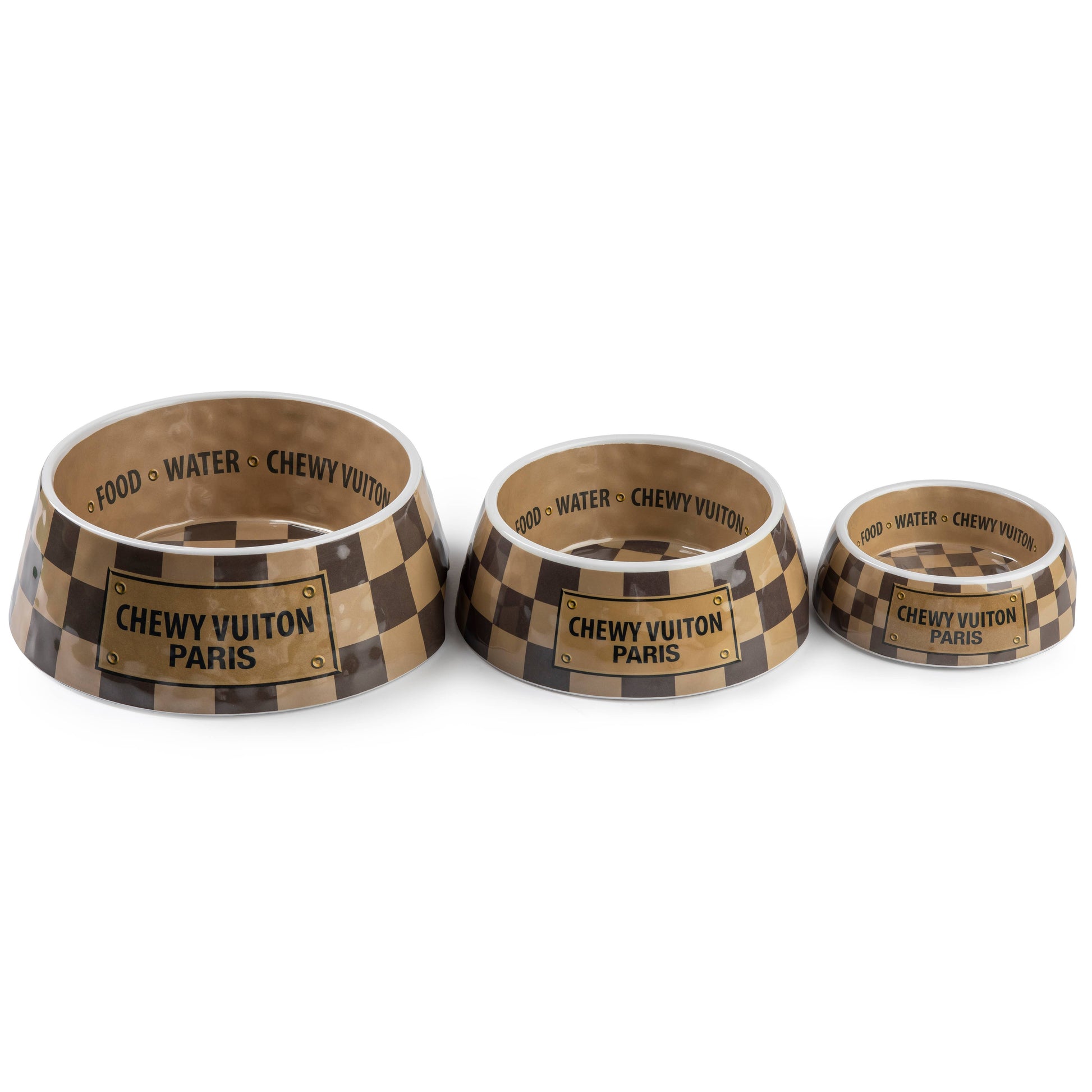 Haute Diggity Dog - Checker Chewy Vuiton Bowl - 3 Sizes!! Dog Bowls: Medium