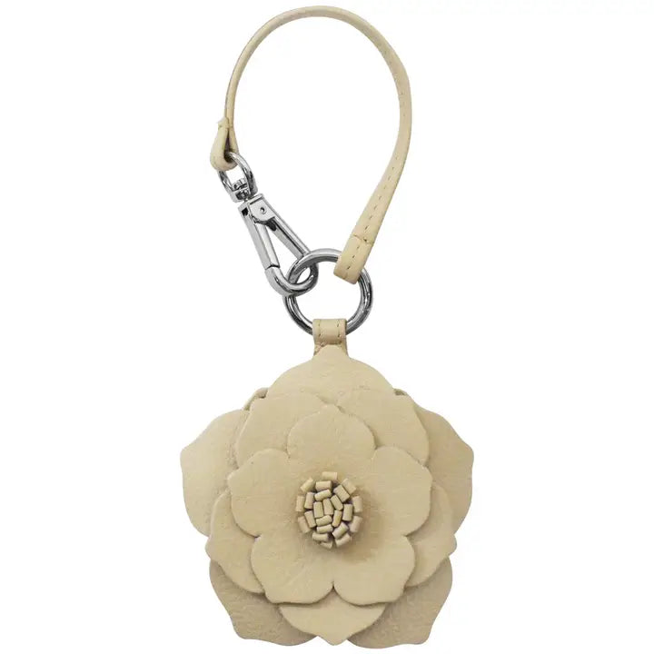 Leather Flower Hat Clip Bag Charm-Stone