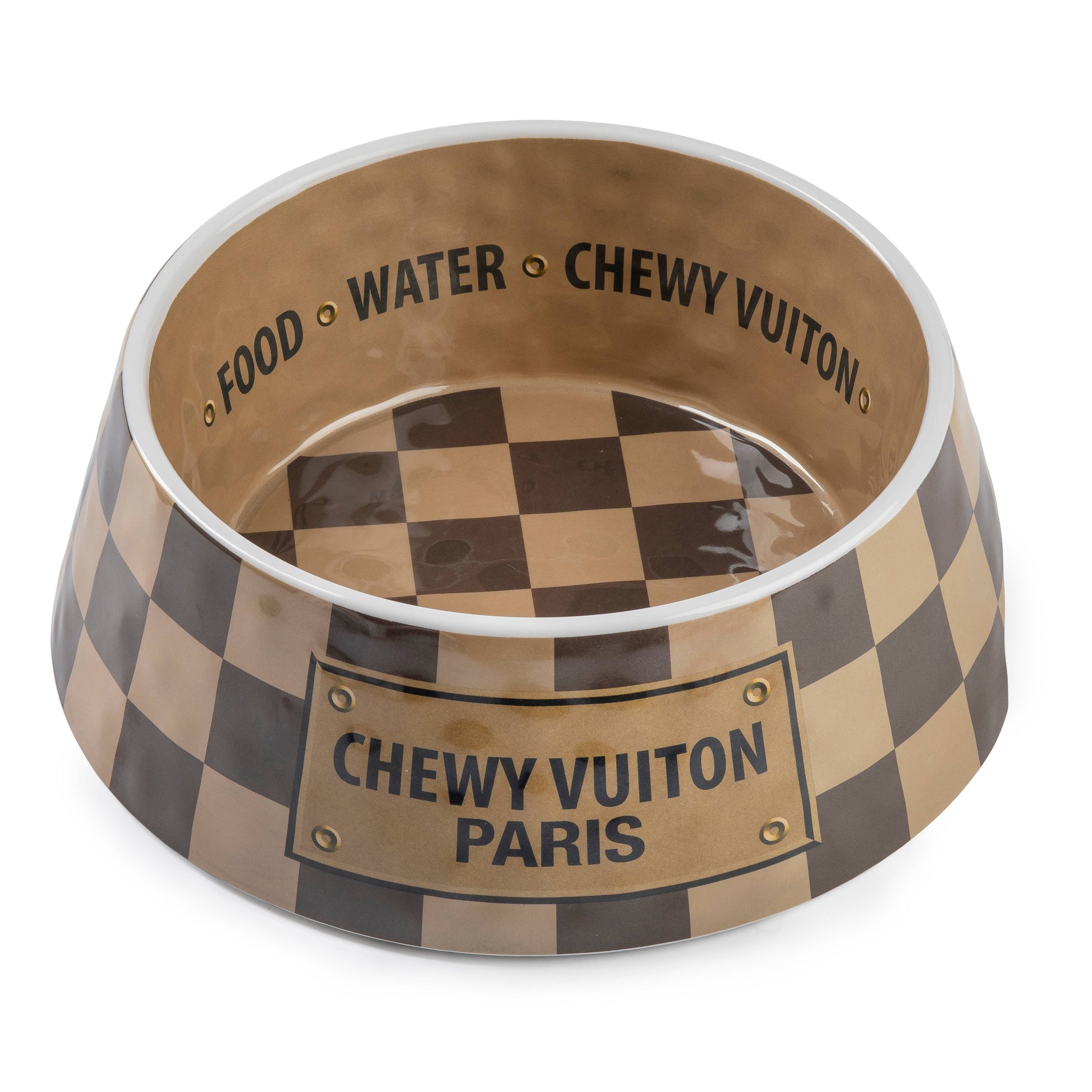 Haute Diggity Dog - Checker Chewy Vuiton Bowl - 3 Sizes!! Dog Bowls: Medium