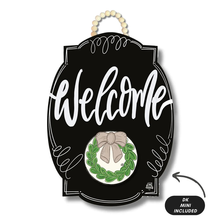 Dk Design- Black Bloom "Welcome" Door Hanger + Mini