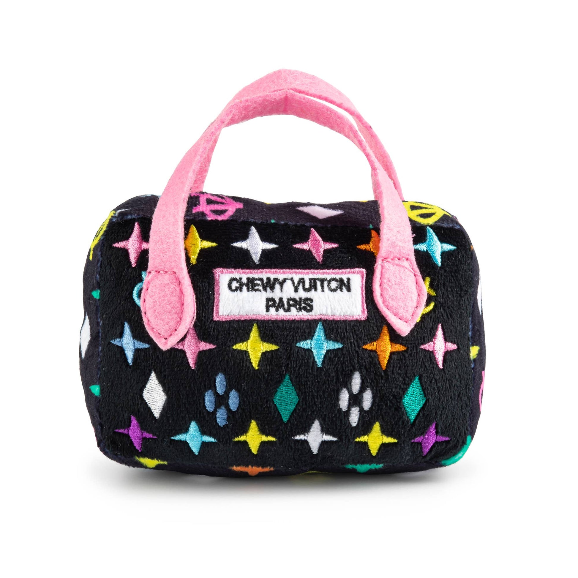 Haute Diggity Dog - Black Monogram Chewy Vuiton Handbag Squeaker Dog Toy: Small / Mini