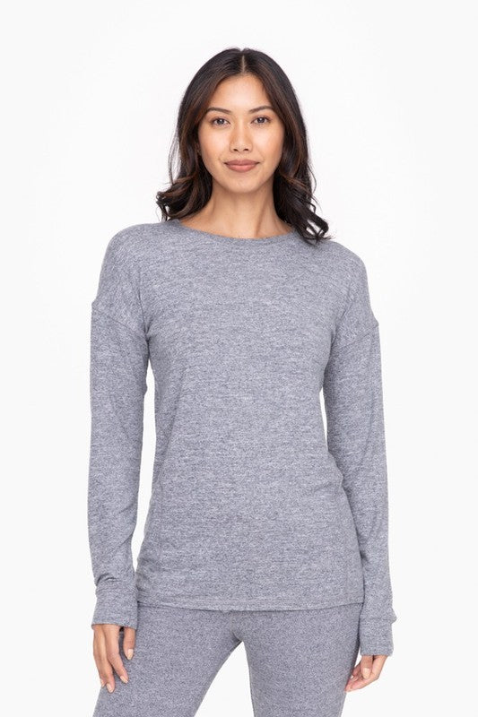 Oil-Washed Cropped Top with Long Raglan Sleeves