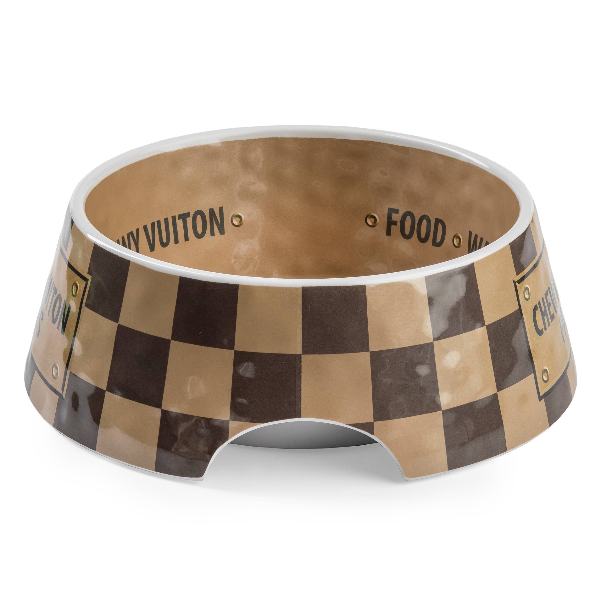 Haute Diggity Dog - Checker Chewy Vuiton Bowl - 3 Sizes!! Dog Bowls: Medium