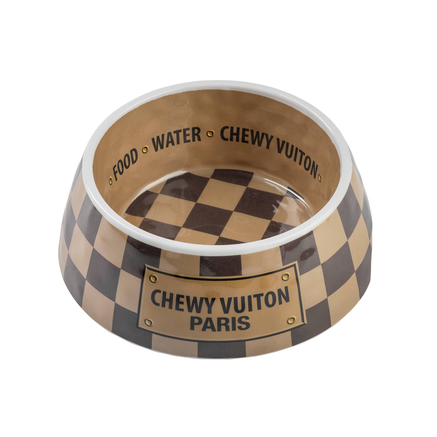 Haute Diggity Dog - Checker Chewy Vuiton Bowl - 3 Sizes!! Dog Bowls: Medium