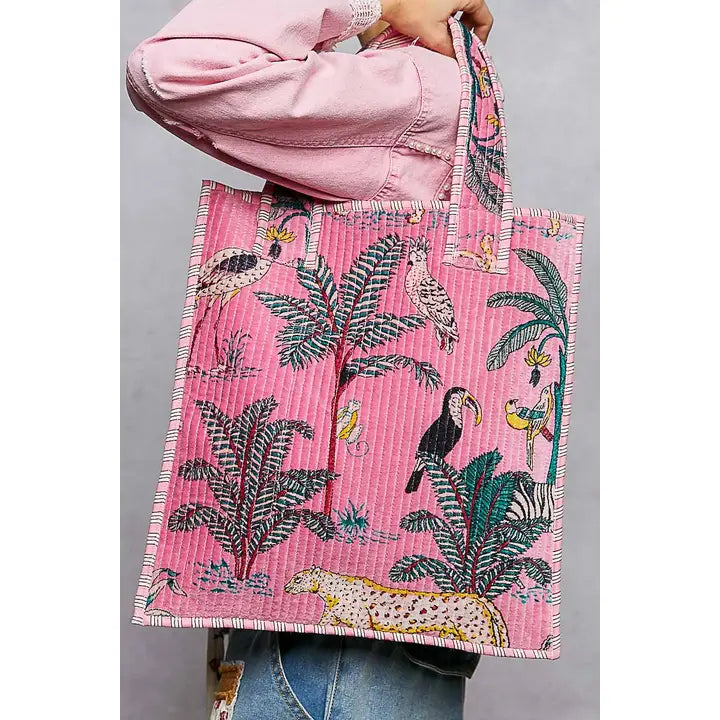 Everyday Quilted Striped Tote Bag