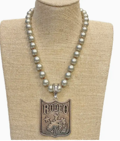 12MM Pendant on Faux Navajo Pearl Necklace