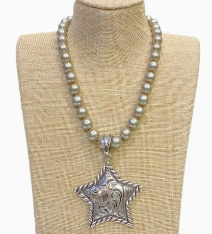 12MM Pendant on Faux Navajo Pearl Necklace