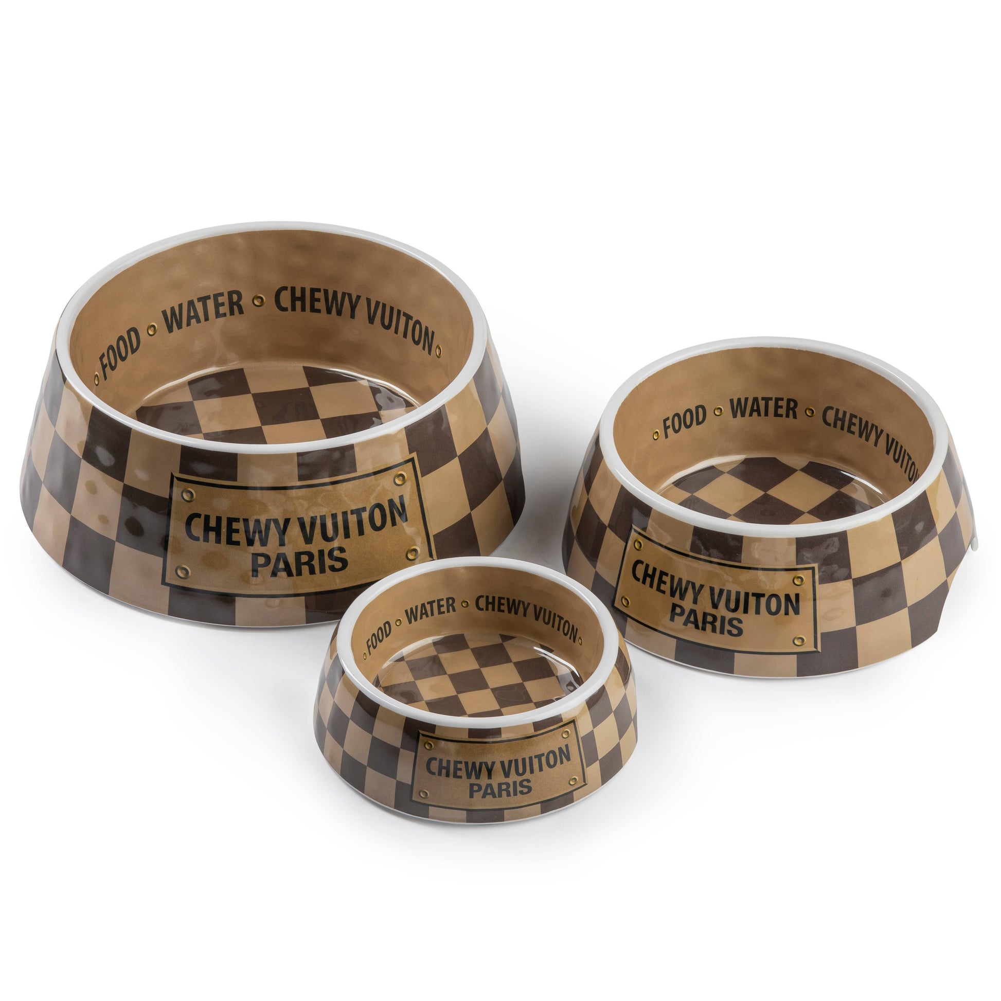Haute Diggity Dog - Checker Chewy Vuiton Bowl - 3 Sizes!! Dog Bowls: Medium