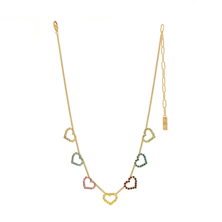 Multi Heart Necklace In Colors