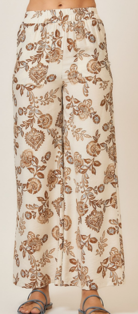 COZY CO- Floral Print Wide Leg Pant