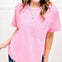 Oversized Vintage Wash Waffle Knit Top with Front Pocket