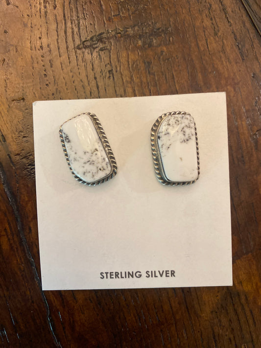 Augustine Largo Navajo Handmade White Buffalo Post Earrings