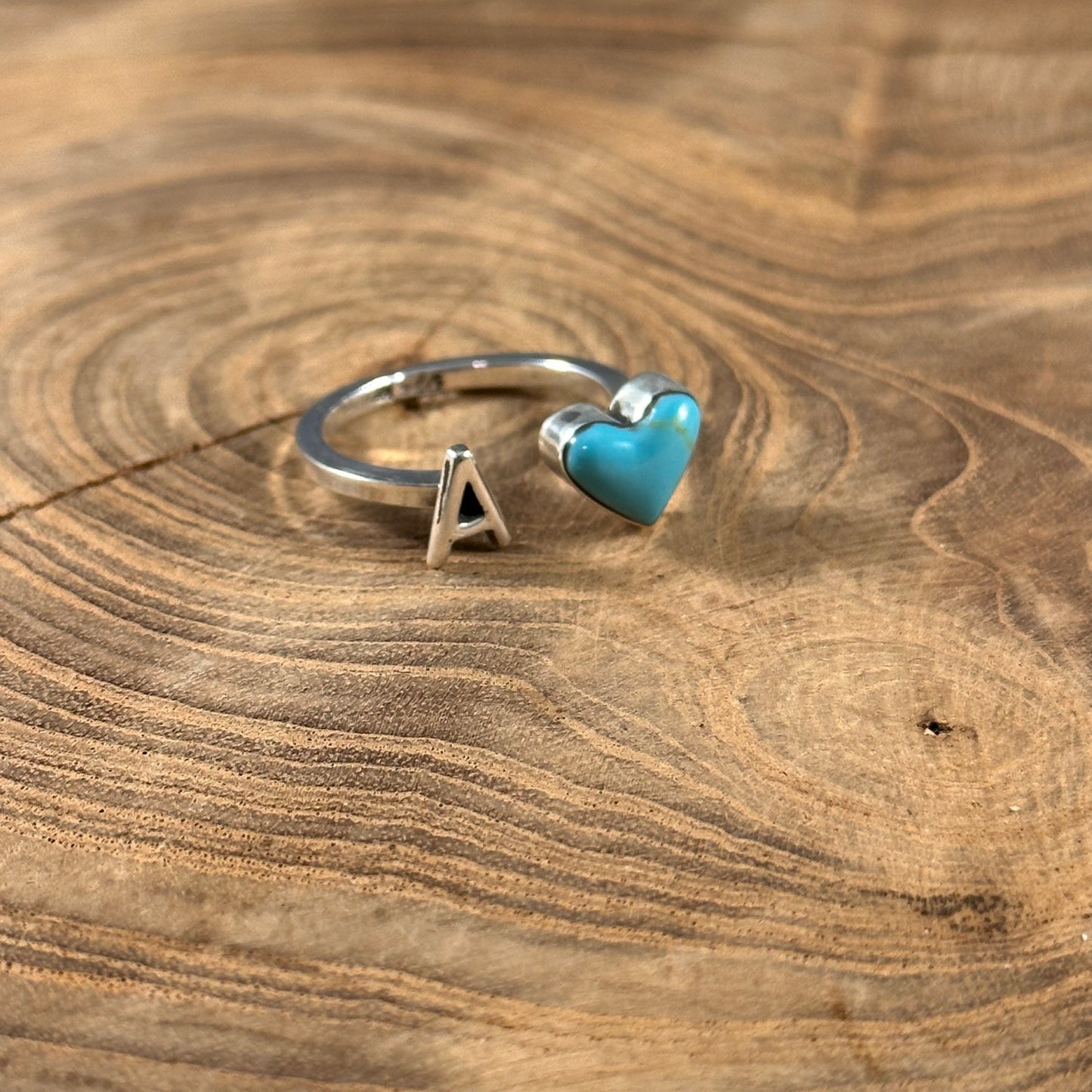 Turquoise Heart Initial Ring