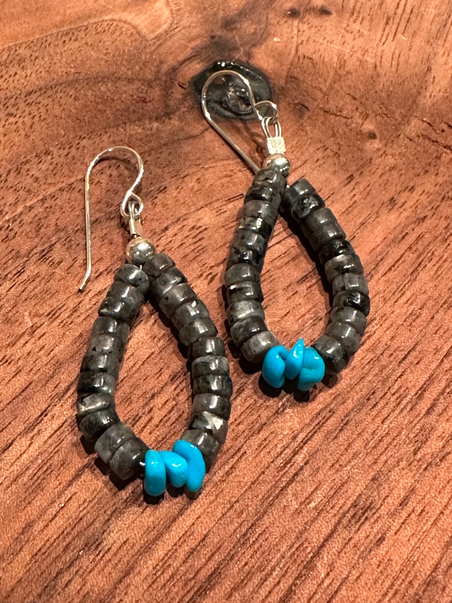 Black Chip & Turquoise Earrings