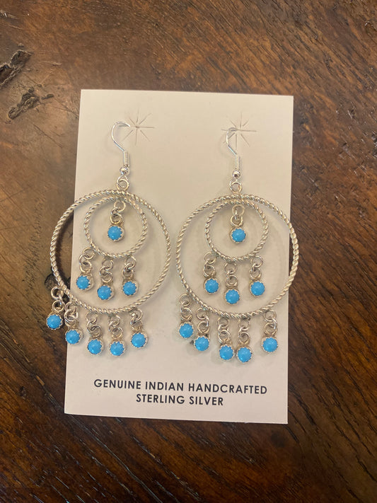 Sylvia Chee Navajo Handmade Sterling Silver Dangle Earrings