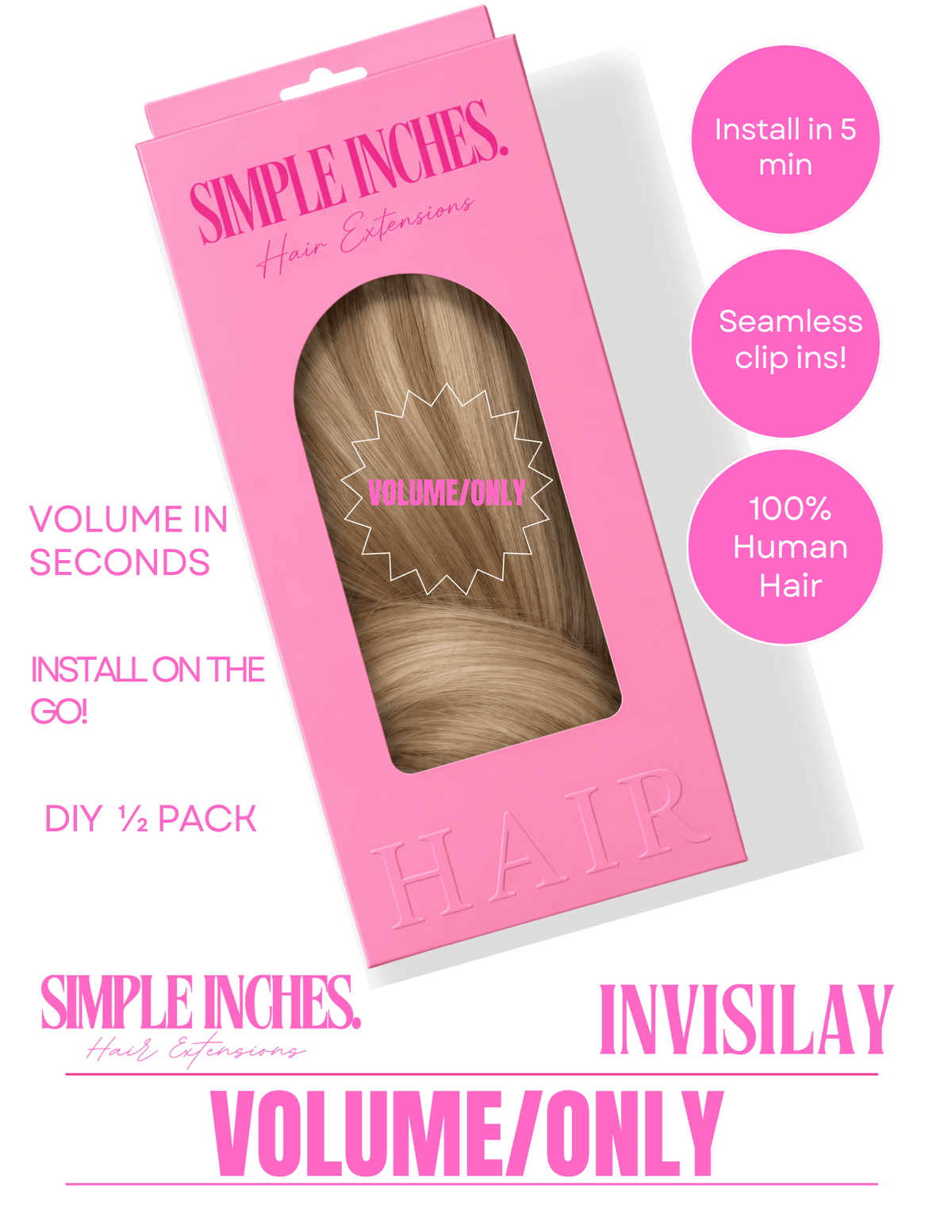 InvisiLay Clip In- VOLUME/ONLY - Simple Inches Hair Extensions