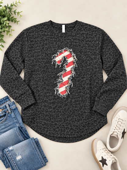 Leopard Candy Cane Cut Out Graphic