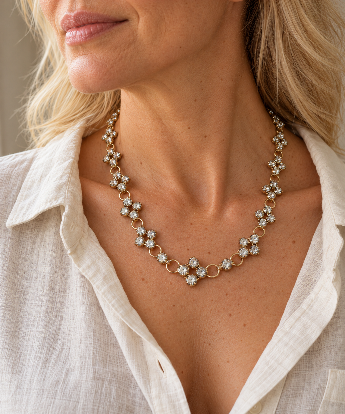 Fleur Necklace Diamond Bezel