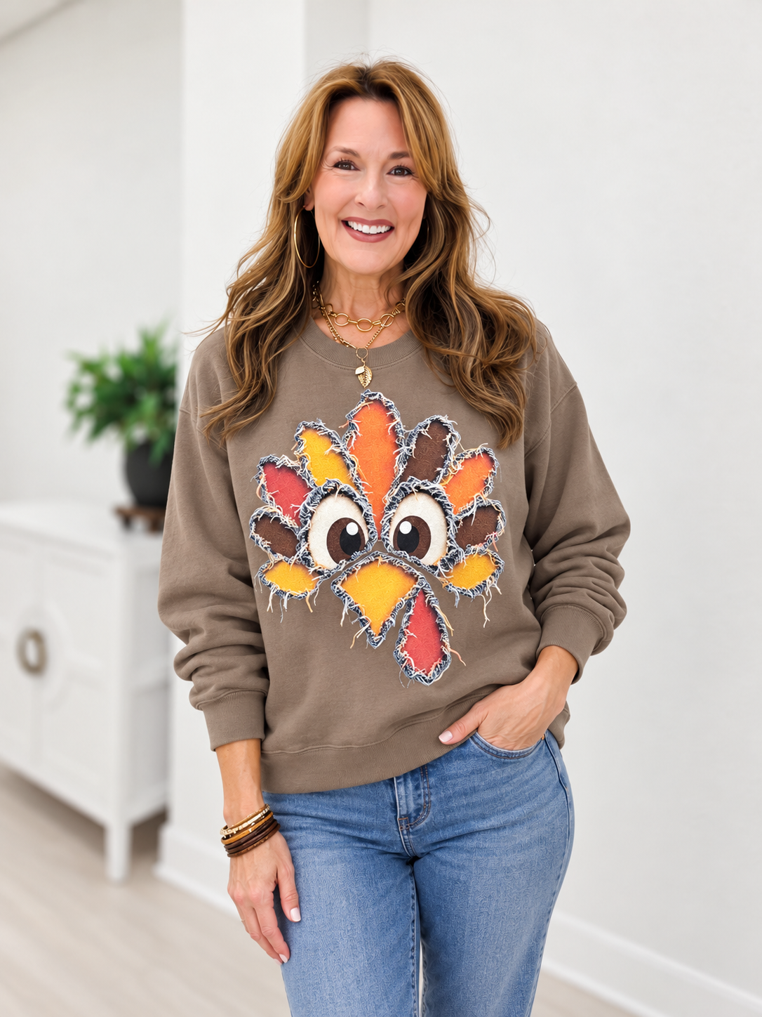 Denim Turkey Cut Out Graphic
