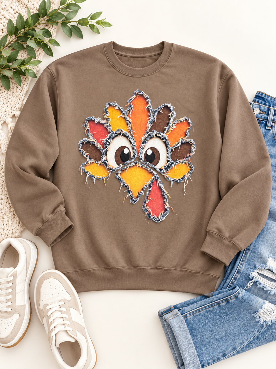 Denim Turkey Cut Out Graphic