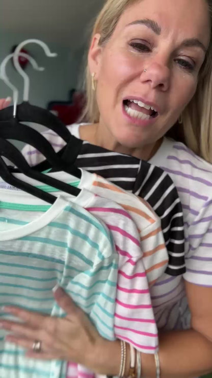 Everyday Short Sleeve Striped Crew Neck Top