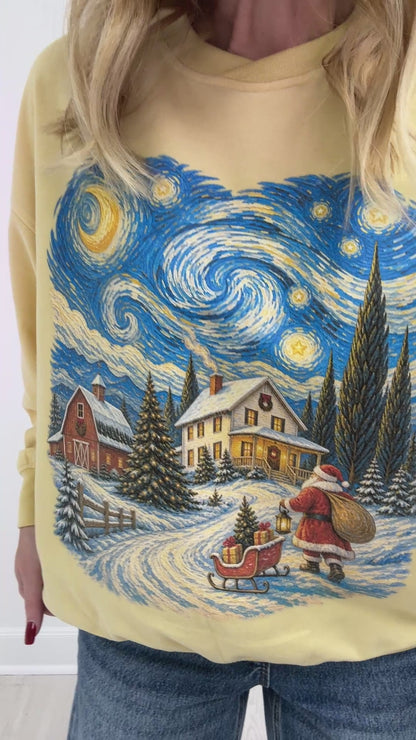 Starry Christmas Night Graphic Top