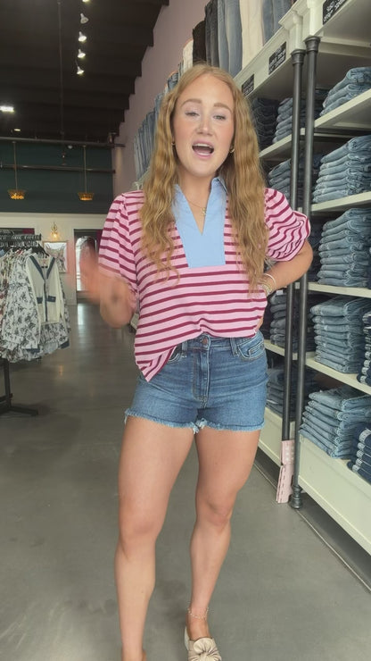 Judy Blue ELIZA High Rise Cut Off Denim Shorts