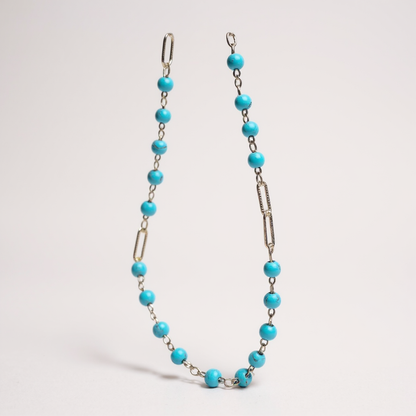 Turquoise Bead Gold Paperclip Chain