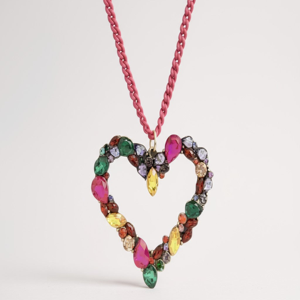 Pepper Potts Heart CZ Necklace - Magenta