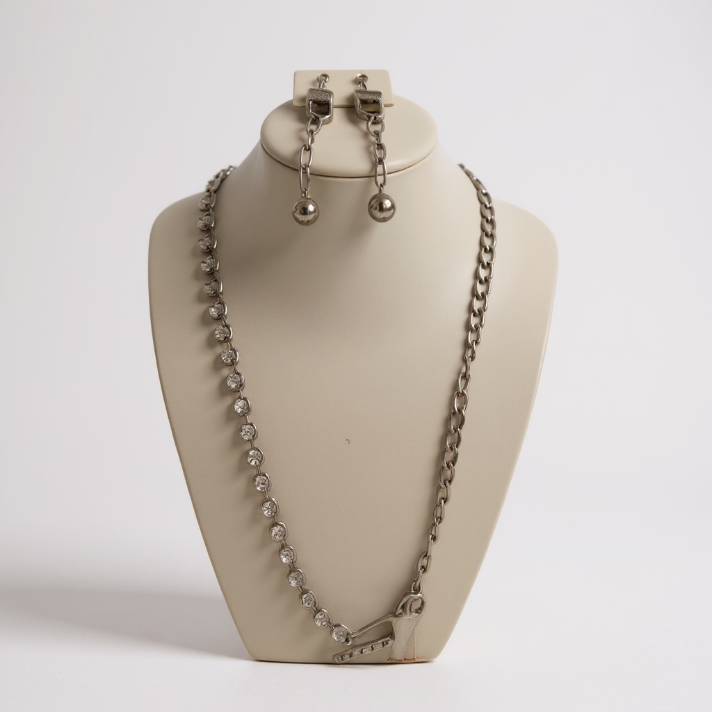 White Gold + CZ + Earrings + Necklace Set