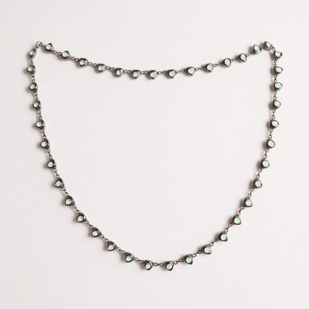 "Elise" Gunmetal Heart Choker Necklace - Mint