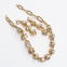 Rose Gold Paperclip CZ Earring + Necklace Set