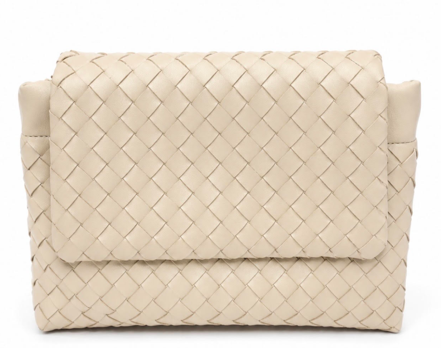 Camel Leather Woven Hand Bag