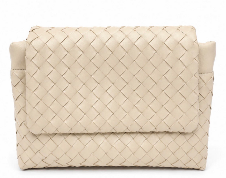 Camel Leather Woven Hand Bag