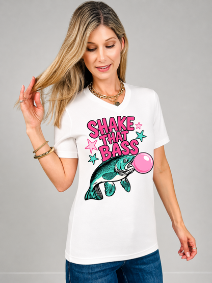 Shake That Bass V-Neck Graphic Tee