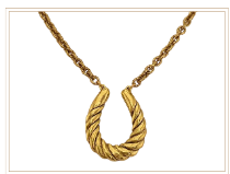 Plated Ribboned Horseshoe Necklace